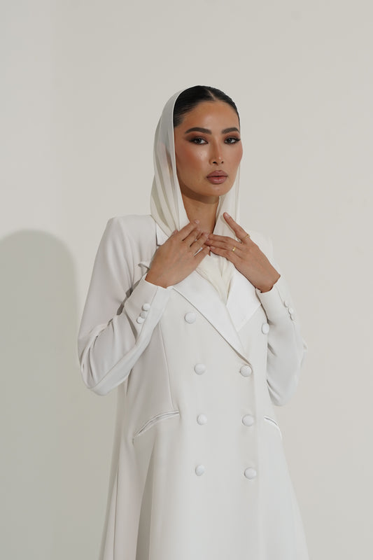 White blazer abaya