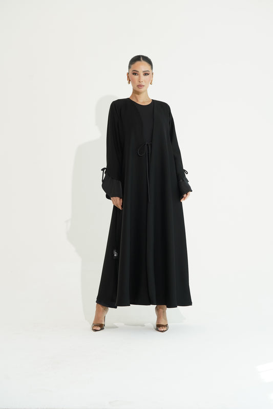 Black abaya with silk details