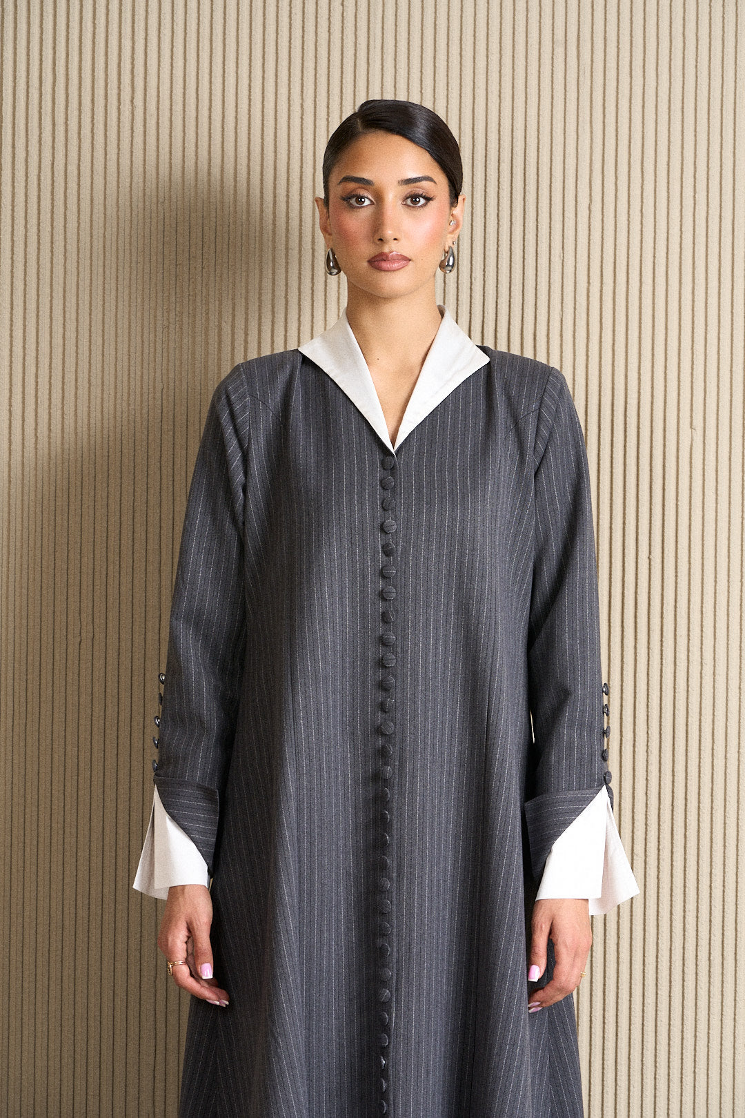 Ivory Collar Abaya