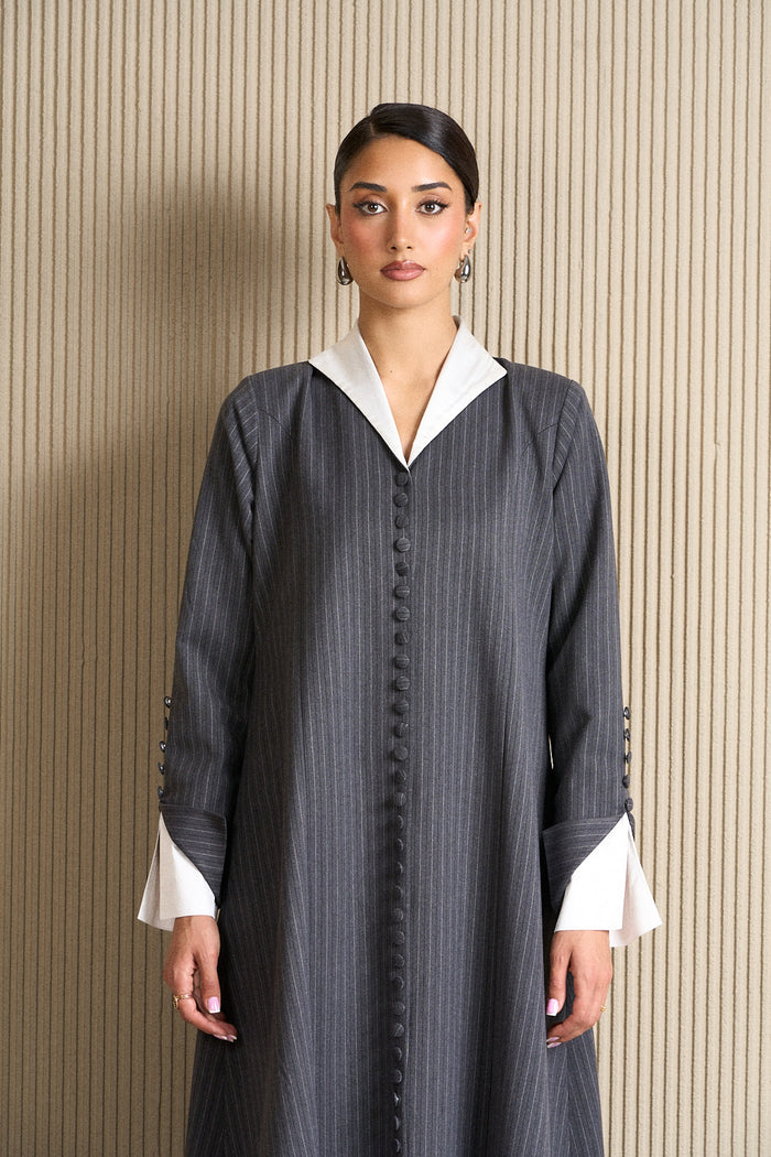 Ivory Collar Abaya (RTW)