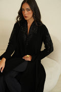 Beaded Muse Crepe Abaya – Straight Cut, Black