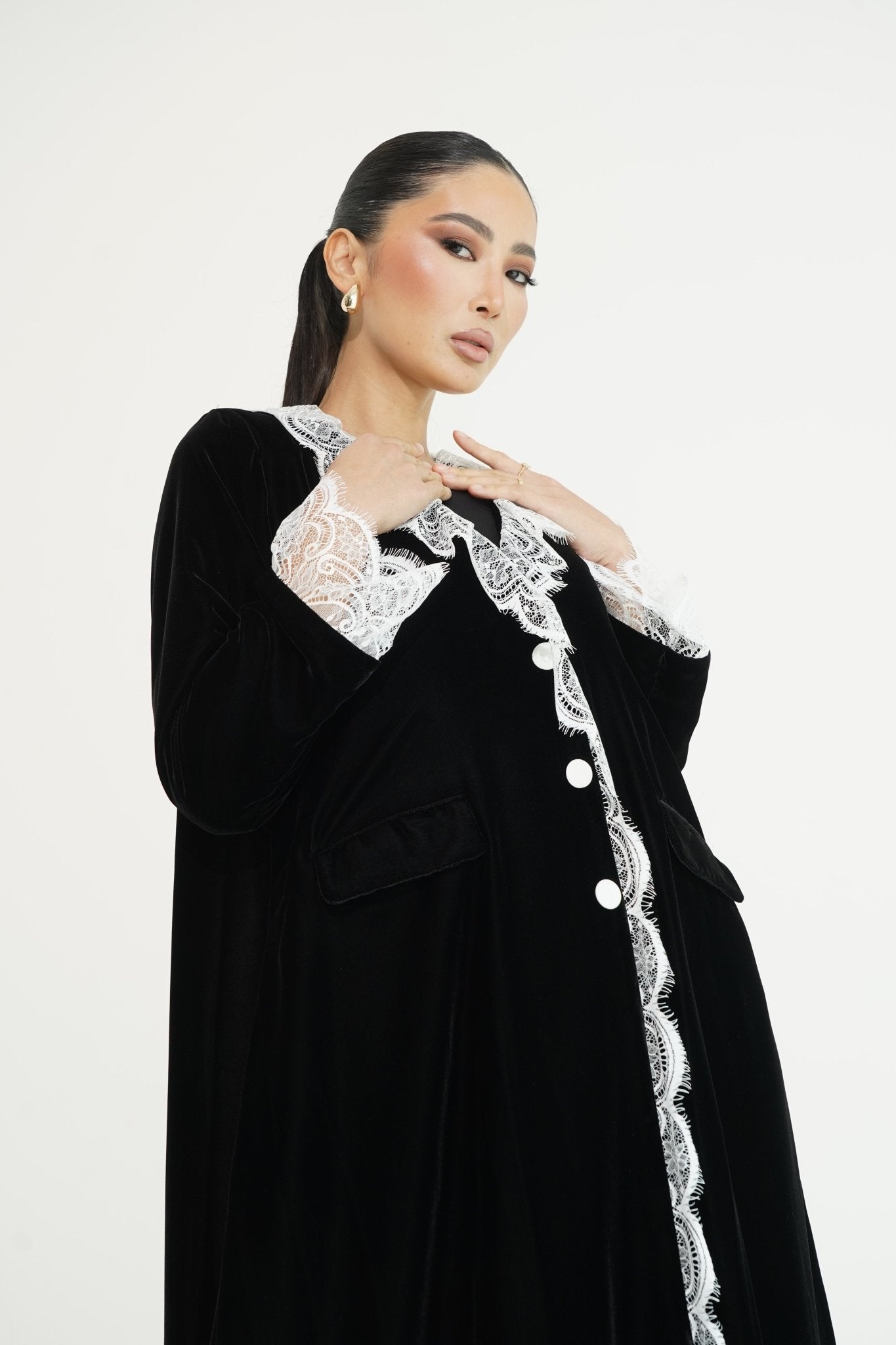 Black Velvet abaya - | حصه لاين
