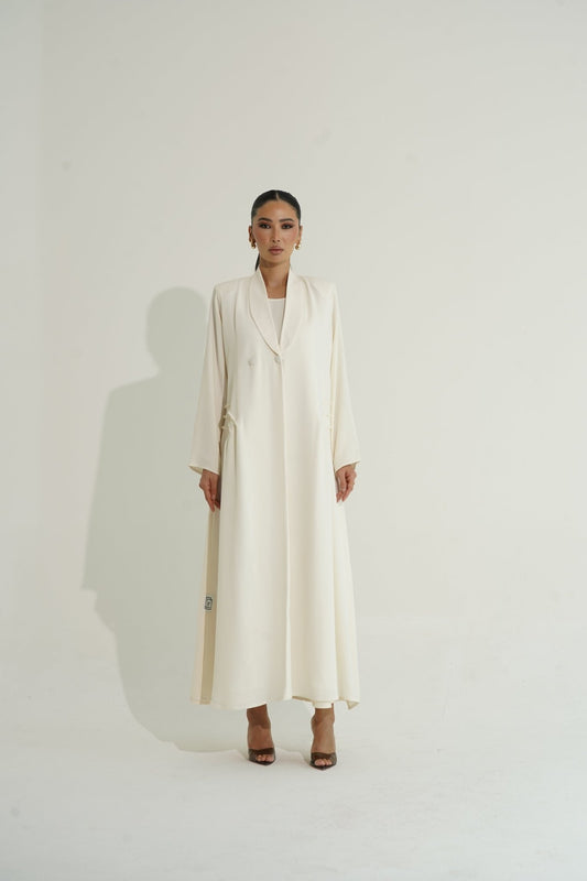 Off white abaya - | حصه لاين
