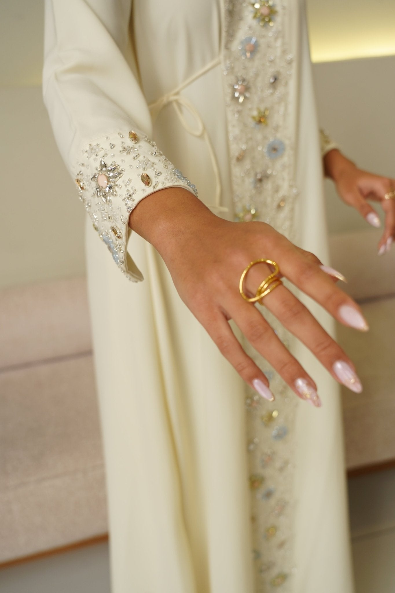 Yellow embroidery dress - | حصه لاين